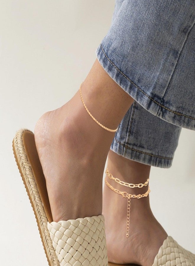KFHENSOMR Ankle Bracelets for Women 12 Pcs Gold/Silver Plated Layered Cuban Link Chain Anklets Set Dainty Ankle Bracelet Summer Boho Jewelry Waterproof Anklets for Women Adjustable Size - Image 4